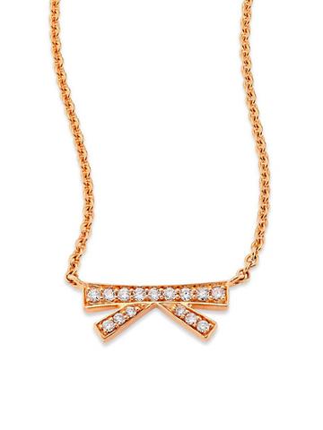 Hueb Origami Small Diamond & 18k Rose Gold Pendant Necklace