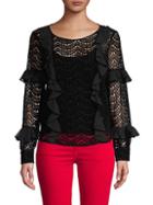Dh New York Lace Ruffle-trimmed Top