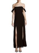 Lucca Couture Off-the-shoulder Front-slit Gown