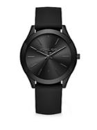 Michael Kors Slim Runway Black Stainless Steel & Leather Strap Watch