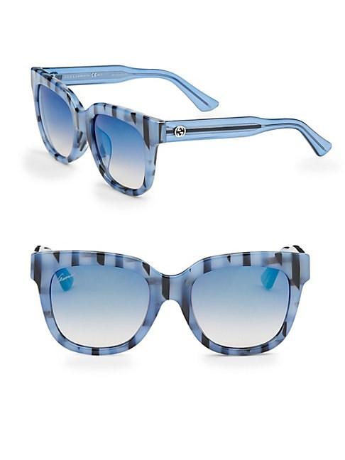 Gucci Striped 53mm Square Sunglasses