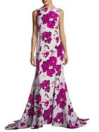 Oscar De La Renta Floral-print Silk Gown