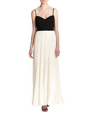 Laundry By Shelli Segal Pleated Colorblock Chiffon Gown
