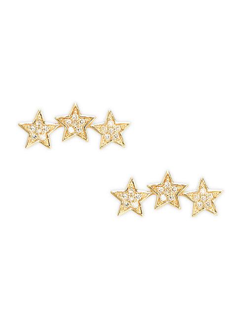 Saks Fifth Avenue 14k Yellow Gold & Diamond Tri-star Earrings