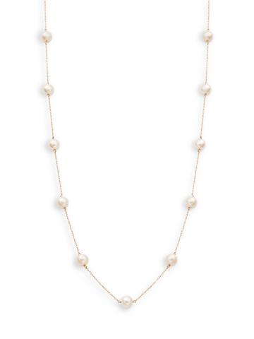 Masako 14k Yellow Gold 6-7mm Freshwater Pearl Station Necklace