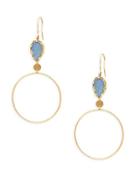 Lana Jewelry 14k Gold & Opal Doublet Dangle Hoop Earrings