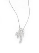 Effy 0.28 Tcw Diamond & 14k White Gold Palm Tree Pendant Necklace