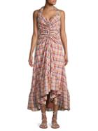 Free People Checked Maxi High-low Dress