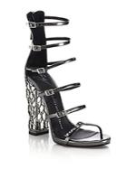Giuseppe Zanotti Metal Cage Heel Strappy Leather Sandals