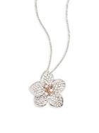 Effy Diamond & 14k White And Rose Gold Solid Fill Pendant Necklace