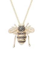 Effy 14k Yellow Gold & Multicolored Diamond Bee Pendant Necklace