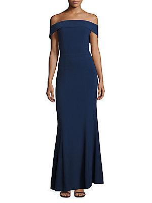 Laundry By Shelli Segal Off-the-shoulder Crepe Gown
