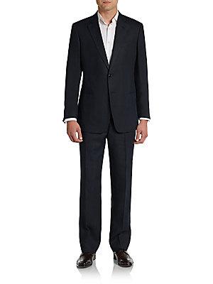 Armani Collezioni Solid Navy Linen Suit