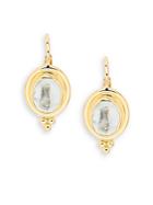 Temple St. Clair Cabochon Aquamarine & 18k Yellow Gold Classic Oval Earrings