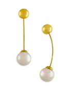Majorica 10mm White Organic Pearl Drop Earrings/goldtone