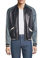 Valentino Colorblock Leather Bomber Jacket