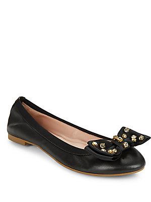 Kate Spade New York Wylie Bow-accented Leather Flats