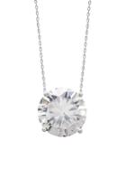 Gabi Rielle Get Personal 14k White Gold Vermeil & Round-cut Crystal Solitaire Necklace