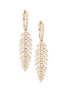 Effy 14k Yellow Gold & Diamond Feather Drop Earrings