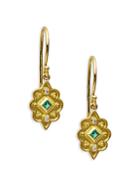 Legend Amrapali Heritage 18k Gold Emerald & Diamond Marquis Drop Earrings