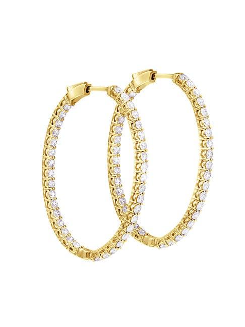 Diana M Jewels 18k Yellow Gold & Diamond Hoop Earrings