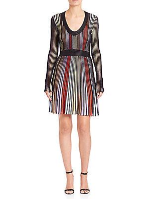 Roberto Cavalli Knit Multicolor-striped Dress