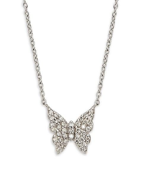 Effy 14k White Gold & Diamond Butterfly Pendant Necklace
