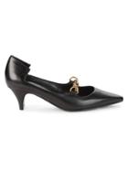 Burberry Chafford Leather Kitten-heeled Pumps