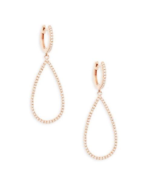 Saks Fifth Avenue Diamond 14k Rose Gold Oval Drop Earrings