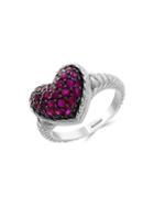 Effy Sterling Silver & Ruby Heart Ring