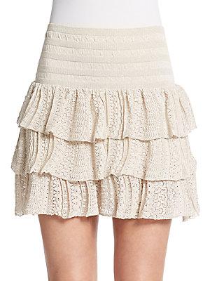 Maje Endiabler Tiered Knit Skirt