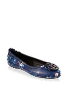 Tory Burch Minnie Travel Floral-print Leather Ballet Flats