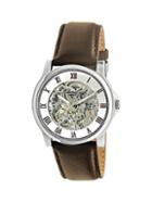 Kenneth Cole New York Automatic Skeleton Dial Leather Strap Watch
