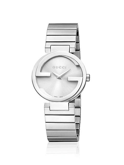 Gucci Interlocking Stainless Steel Bracelet Watch/silver