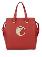 Versace Logo Plaque Leather Tote