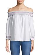 Saks Fifth Avenue Red Rosemary Off-the-shoulder Cotton Top