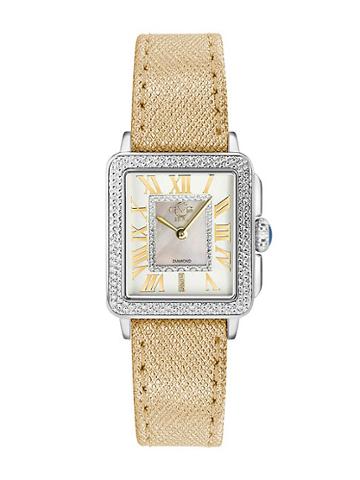 Gv2 Women's Padova Rectangle Swiss Diamond Leather Strap Watch