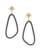 Freida Rothman Classic Cubic Zirconia & 14k Gold-plated Sterling Silver Textured Drop Earrings