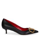 Valentino Garavani Leather Logo Kitten-heel Pumps