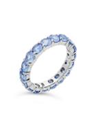 Sterling Forever Sterling Silver & Aquamarine-color Cubic Zirconia Eternity Ring