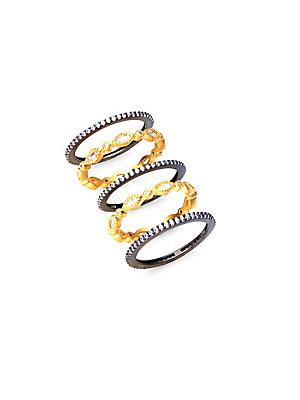 Freida Rothman Marquise Gold Plated Stackable Rings