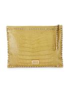 Valentino Garavani Studded Alligator Leather Clutch