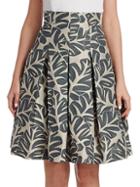 Akris Punto Tropical Leaf Jacquard Skirt