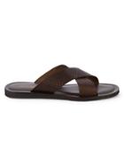 Saks Fifth Avenue Made In Italy Textured Crisscross Leather Slides