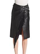 Sacai Fringed Leather Moto Skirt
