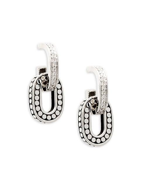 John Hardy Sterling Silver Diamond Embossed Link-drop Earrings