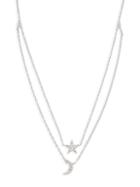 Saks Fifth Avenue 14k White Gold & Diamond 2-row Star And Moon Necklace