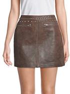 Veda Buzz Studded Leather Mini Skirt