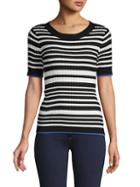 525 America Ribbed Striped Cotton-blend Top