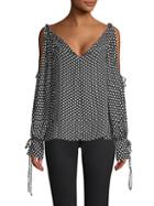 Milly Connie Silk Cold-shoulder Dot Blouse